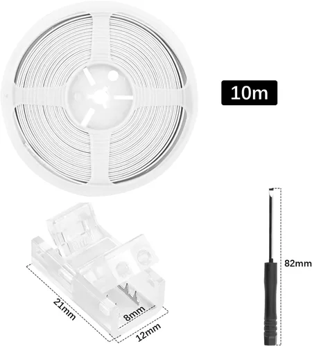 Vista 2 de RGBZONE 10 piezas de 2 pines de 8 mm de tira LED a conectores de cable y 10 m/32.8 pies de cable de extensión de 2 pines para tiras de luces LED