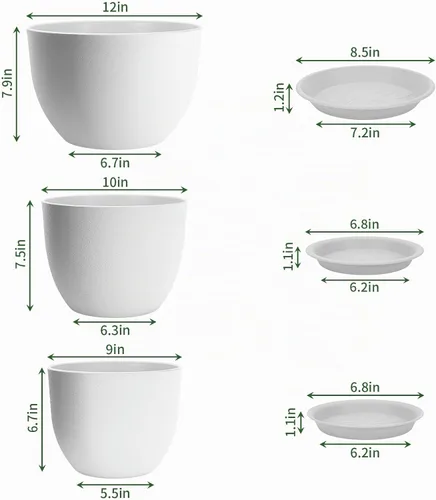 Vista 2 de GARDIFE Macetas de plástico de 12/10/9 pulgadas para plantas