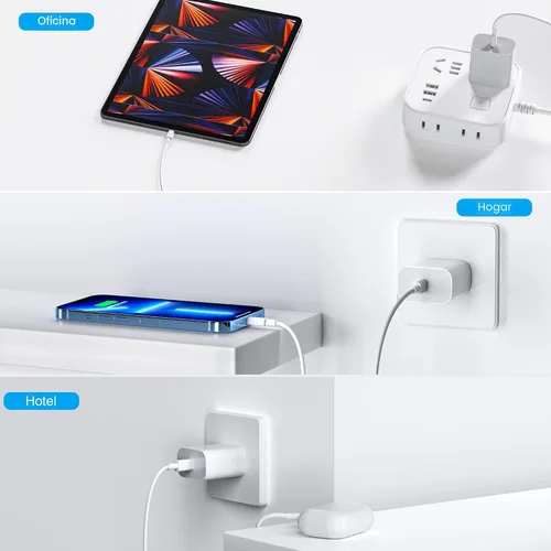 Vista 6 de Bloque de carga USBC para enchufe de carga de iPhone 17, certificado MFI rápido USB C cubo de pared, paquete de 2 adaptadores de corriente