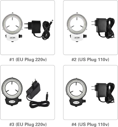 Vista 8 de Fydun Luz LED para microscopio, 144 cuentas LED de brillo ajustable lámpara de anillo para microscopio estéreo y cámara, blanco, negro