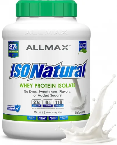 Vista 14 de ALLMAX ISONATURAL - Polvo aislado de proteína de suero de leche, 0.95 oz de proteína por cucharada, sin azúcar, cero grasa, 99% sin lactosa, sin