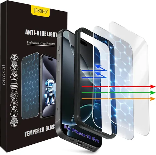 Vista 12 de Protector de pantalla de luz azul para iPhone 11, iPhone XR (6.1") HD con bloqueo de luz azul, película de vidrio templado, protección