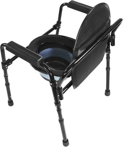 Vista 5 de PEPE Mobility Cómoda 3 en 1 con estructura resistente de soporte de doble barra transversal, silla estable con cubo, capacidad de peso de 300 Negro