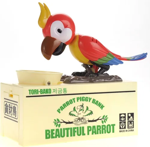 Vista 8 de PowerTRC Parrot - Banco de monedas Caja de ahorros interactiva para niños y adultos Bonita bolsa de dinero para niños y niñas Idea de regalo