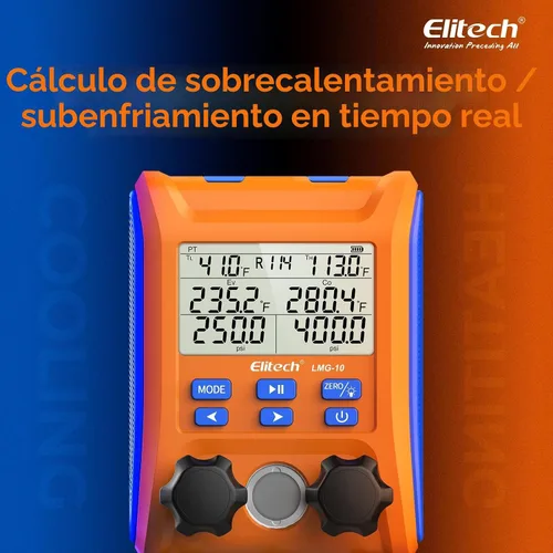 Vista 4 de Elitech Válvula de 2 vías de manómetro digital con abrazaderas de termómetro para sistemas HVAC, LMG-10
