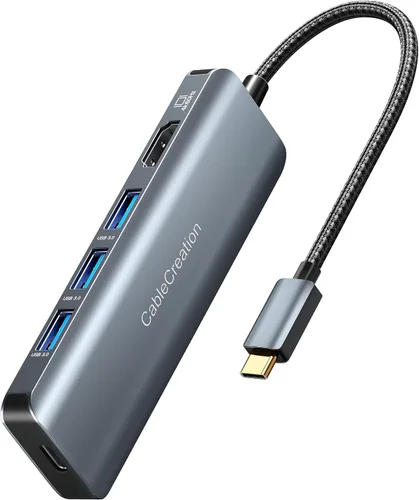 Vista 11 de Hub USB C, adaptador multipuerto USB C 5 en 1 a HDMI, 100 W PD, 3 puertos USB 3.0 para MacBook Pro, MacBook Air M1/M2, iPad Pro, Surface Pro, XPS