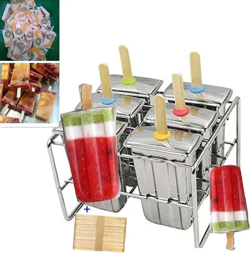 Vista 2 de Moldes y estante de paletas de acero inoxidable - Máquina de paletas de hielo sin BPA con palos de madera