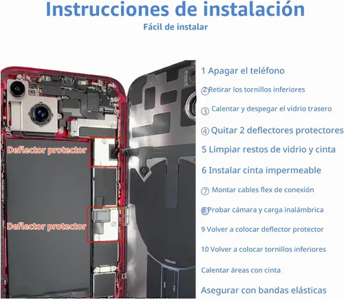 Vista 4 de Reemplazo de vidrio trasero 14 Plus con placa y cable flexible y todas las piezas para iPhone 14plus cubierta trasera de cristal