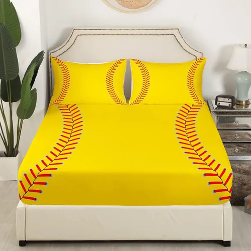 Vista 16 de Feelyou Juego de sábanas de béisbol para niños, juego de sábanas con temática deportiva de pelota, tamaño individual, para niños, adolescentes