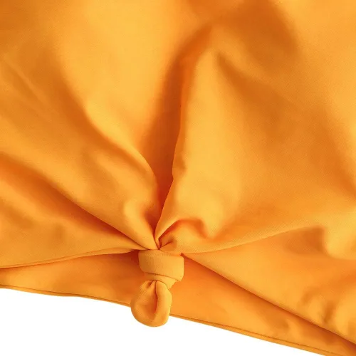 Vista 4 de ZAFUL Parte superior de bikini con nudo frontal para mujer, parte superior tipo tankini con cuello redondo y relleno