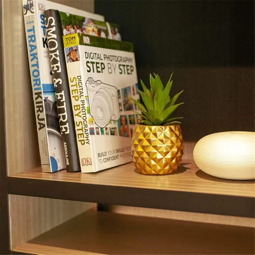 Vista 6 de Decoración artificial de piña en maceta, piña falsa, decoración de mesa de cocina (dorado)