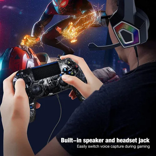 Vista 4 de Wireless Controller for PS4,Black Ghost Style High Performance Double Vibration Controller Compatible with Playstation 4 ProSlimPC with Sensitive