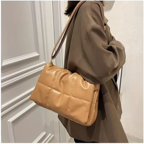 Vista 4 de Bolsos cruzados acolchados de moda para mujer, correa de cadena ajustable, con relleno de casete, bolsa de hombro hinchada