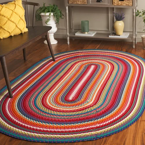 Vista 8 de SAFAVIEH Alfombra lavable para exteriores, colección trenzada de 2.3 x 8 pies, multicolor, hecha a mano y reversible, no desprende pelusa y fácil