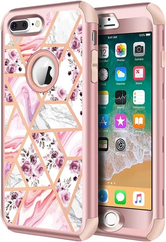 Vista 9 de Hython Funda para iPhone 8 Plus/7 Plus - Defensor resistente, carcasa rígida híbrida con purpurina brillante, cubierta de goma a prueba de golpes