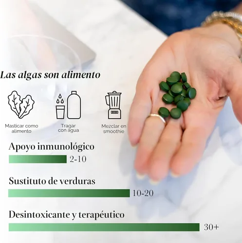 Vista 6 de RECOVERYbits - Tabletas orgánicas de Chlorella - Superalimento de algas a base de plantas - Clorofila - Pared celular agrietada - Energía - Sistema