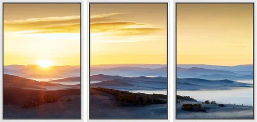 Vista 26 de SIGNWIN Lienzo enmarcado para pared, juego de arte nublado de tormenta, cielo, bosque otoñal, árboles, rústico, naturaleza, fotografía, realismo