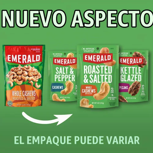 Vista 3 de Emerald Nueces Enteras Tostadas y Saladas (Paquete de 1), Bolsa resellable de 5oz, Proteína a Base de Plantas, Certificada Kosher, Sin GMO, No