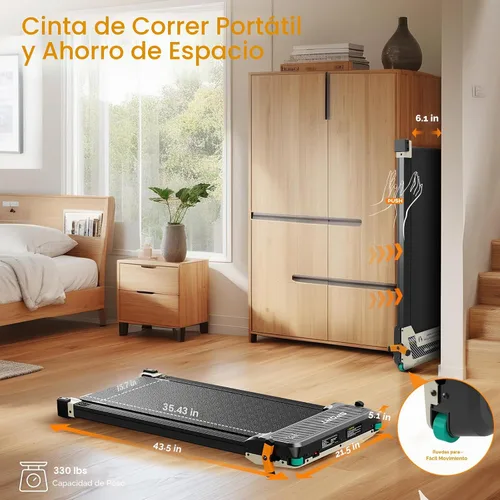 Vista 6 de Walking Pad, Dual-Sided Foot Massage Under Desk Treadmill for Home, 330Lbs Blanco
