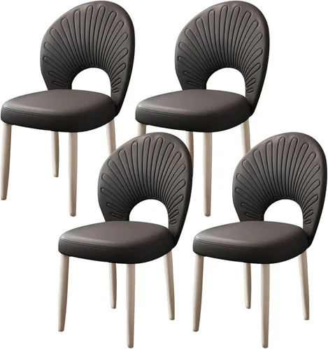 Vista 20 de JKGHK Dining Chairs, Leather Kitchen Chairs, Upholstered Armless Dining Room Chair, Accent Living Room Side Chair with High Backrest, for Cafe Black