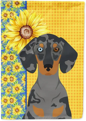 Vista 254 de Caroline's Treasures WDK5313GF Bandera de jardín con diseño de girasoles de verano, color negro y tostado, Airedale Terrier para buzón, bandera