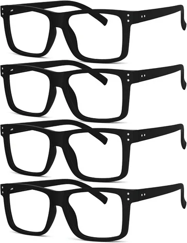 Vista 13 de Eyekepper - Pack de 5 gafas de gran tamaño con montura cuadrada, grandes, para hombres y mujeres - 3 negras y 2 negro-transparente +0.00