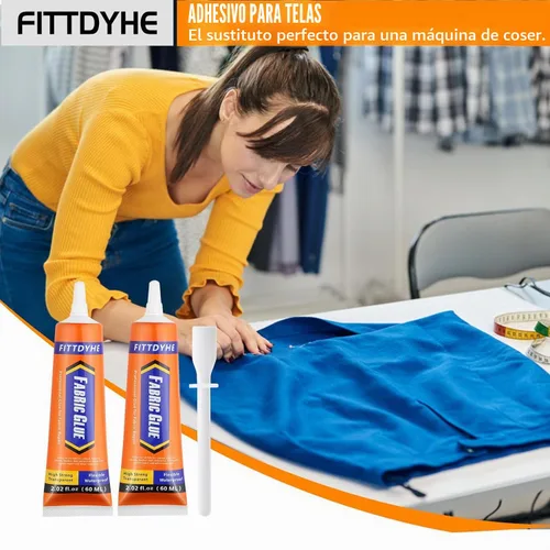 Vista 7 de 2 Pack de Pegamento para Tela Permanente, 60ML/2.02oz Pegamento Claro Lavable para Ropa, Adhesivo Súper para Tela para Strass, Parches, Ropa, Denim