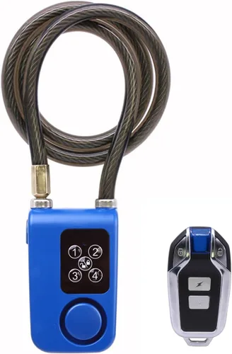 Vista 8 de Mengshen Candado para bicicleta con control remoto, alarma de vibración antirrobo con 31 pulgadas de longitud de cable, impermeable IP55