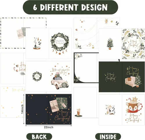 Vista 2 de Zhanmai 6 tarjetas de felicitación jumbo de Feliz Navidad de 14 x 20 pulgadas, libro de invitados gigante, tarjeta de regalo de Navidad, tarjeta