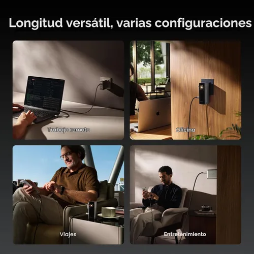 Vista 6 de EF ECOFLOW Rapid Pro - Cable USB-C a USB-C (240 W, nailon), carga dual USB-C de 240 W, cargador tipo C de 6 pies
