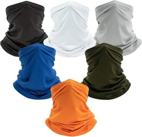 Vista 9 de Paquete de 6 polainas para cuello para hombres y mujeres, transpirables, para exteriores, para senderismo, correr, ciclismo y pesca