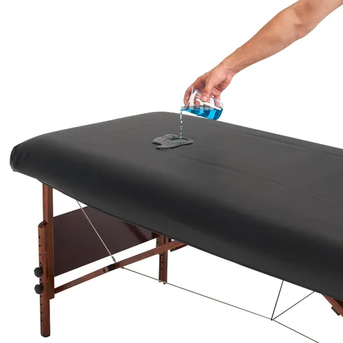 Vista 5 de Master Massage Funda de protección de mesa de masaje de cuero de vinilo de poliuretano rectangular universal para mesa de masaje, protector de Negro