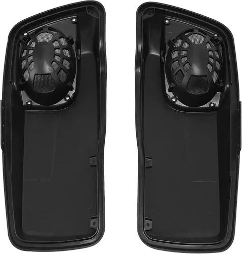 Vista 7 de TCT-MOTORPARTS Alforjas de mezclilla negra con tapas, bocina de 5 x 7 pulgadas, rejillas para Harley Street Glide Road King Road Glide Ultra Limited