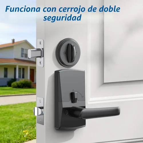 Vista 8 de Cerradura inteligente con teclado para puerta con mango, cerradura digital sin llave con huella dactilar para puerta delantera, perilla de código