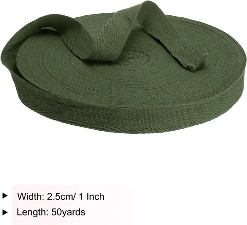 Vista 2 de PATIKIL Cinta de sarga de algodón de 1 pulgada, 50 yardas, cinta de algodón, cinta de encuadernación al bies, cinta de espiga para costura, Verde