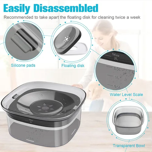 Vista 3 de UPSKY - Cuenco de agua para perros de 70 onzas, comedero lento sin derrames para bebedor desordenado Large Capacity, Spill Proof, Prevent Pet