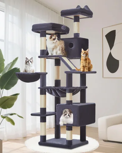 Vista 36 de Taoqimiao Árbol para gatos de 57.5 pulgadas, torre para gatos de interior para adultos, condominio extragrande para gatos, 8 postes rascadores