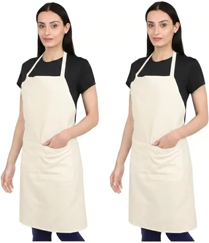 Vista 9 de Delantal de cocina de algodón resistente a las gotas de agua con delantales ajustables para mujer con bolsillos 8 opciones de color para cocinar