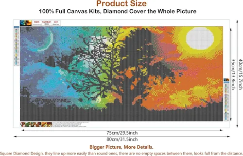 Vista 2 de JesMolla Kit de pintura de diamante cuadrado completo 5D por números para adultos, kits de pintura de diamantes cuadrados de taladro completo, kit