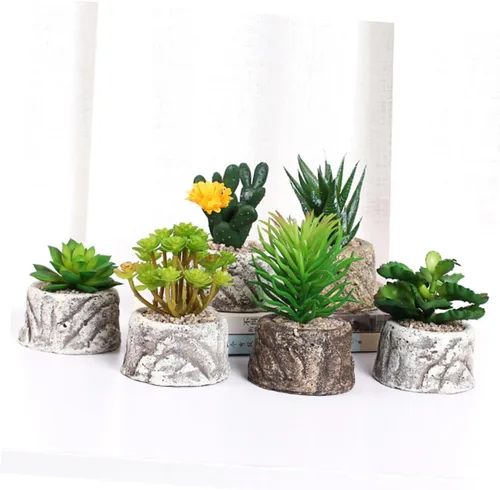 Vista 6 de 1 juego de plantas de imitación delicado diseño de simulación para oficina en casa y decoración de centros comerciales, piedra loto pequeño lirio