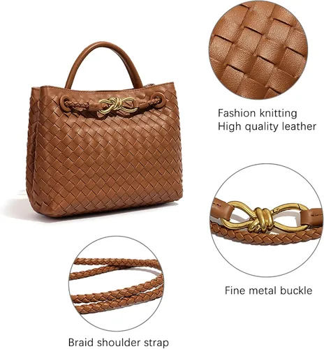 Vista 3 de Woven Hobo Bags for Women Tote Bag, Woven Leather Shoulder Crossbody Bag Satchel Bag Woven Handbag Purses