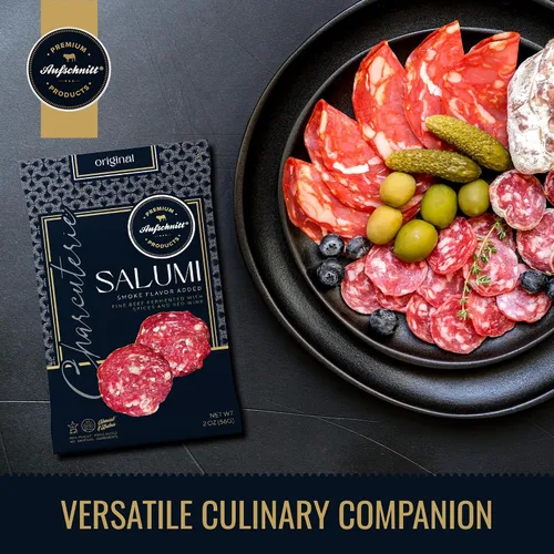 Vista 6 de Aufschnitt Meats Kosher Salumi - Salchicha en rodajas, carne de embutidos - Carne fermentada fina - 2 onzas, original, paquete de 12