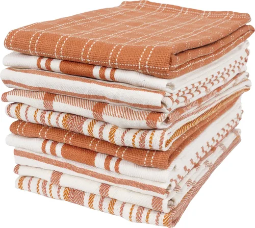 Vista 12 de KAF Home Juego de 10 toallas de cocina planas surtidas, 18 x 28 pulgadas (beige)