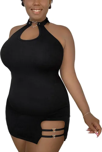 Vista 4 de PrettyInCuffs Minifalda de algodón para mujer con cuello de vampiro