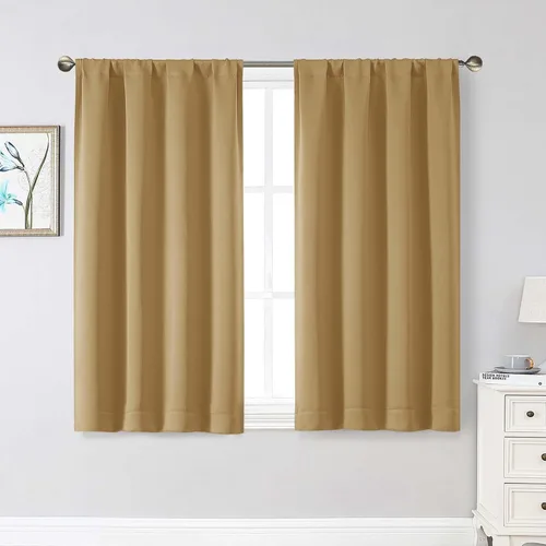 Vista 26 de Cortinas opacas para dormitorio, sala de estar, juego de 2 paneles de 54 pulgadas de largo, cortinas de oscurecimiento de habitación con aislamiento