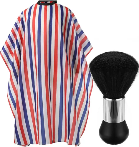 Vista 15 de Capa profesional de corte de pelo Borogo con cepillo para el cuello, capa de barbero para salón, accesorios de peluquería B A Blanco