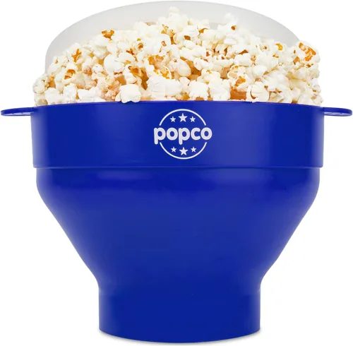 Vista 8 de POPCO Palomitas de maíz de silicona para microondas con asas, para hacer palomitas de maíz, para microondas, cuenco plegable, apto