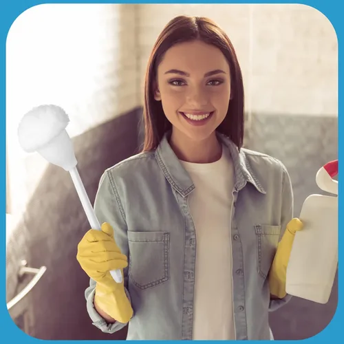 Vista 7 de Eaasty - Juego de 4 cepillos para inodoro y fregona de inodoro, color blanco, suave, con soporte, mango largo, accesorios de baño