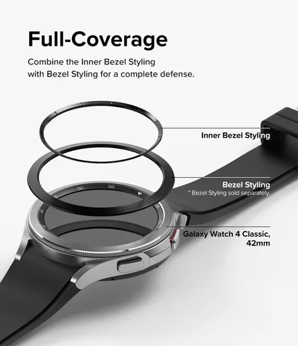 Vista 7 de Ringke Estilo de bisel interior compatible con Samsung Galaxy Watch 4 Classic de 1.654 pulgadas, acero inoxidable antiarañazos anillo interior bisel