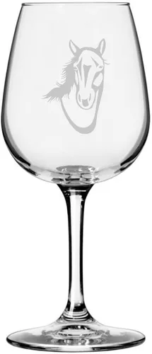 Vista 73 de Abaco Barb Body Horse - Copa de vino grabada multiusos (12.75 onzas) Unique Gifts for Horse Lovers, Personalized Wine Glasses, All-Purpose